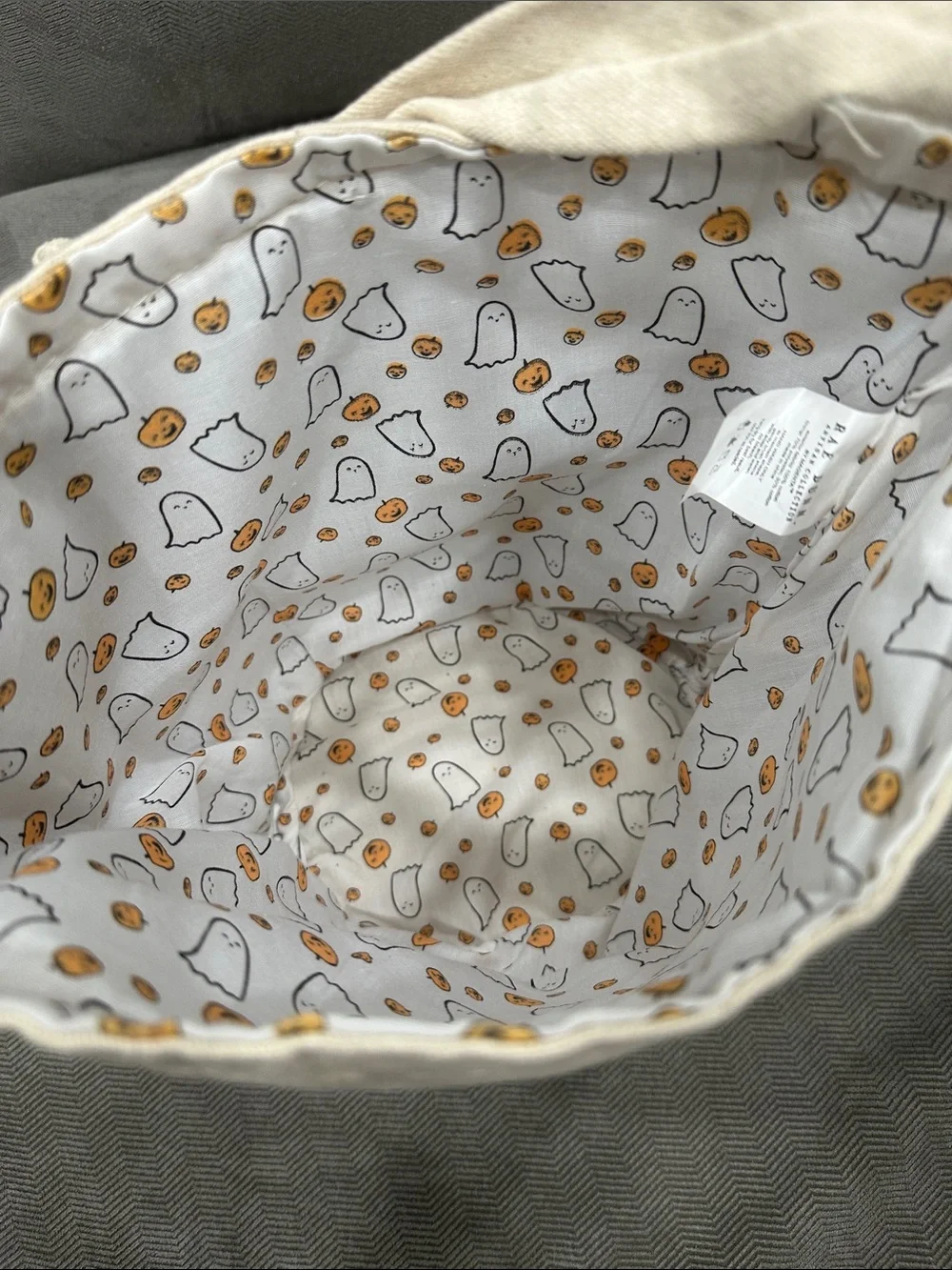 Rae Dunn TRICK OR TREAT Halloween Canvas Tote Bag Basket